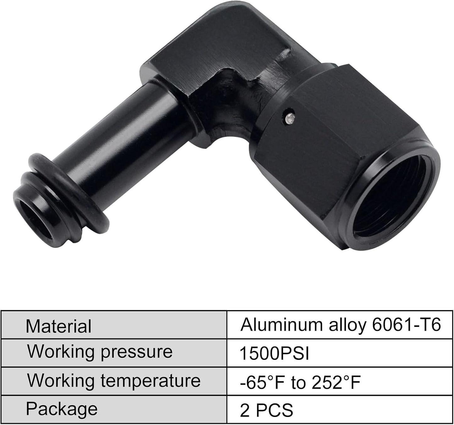 Codo adaptador manguera giratoria 90grados aluminio negro