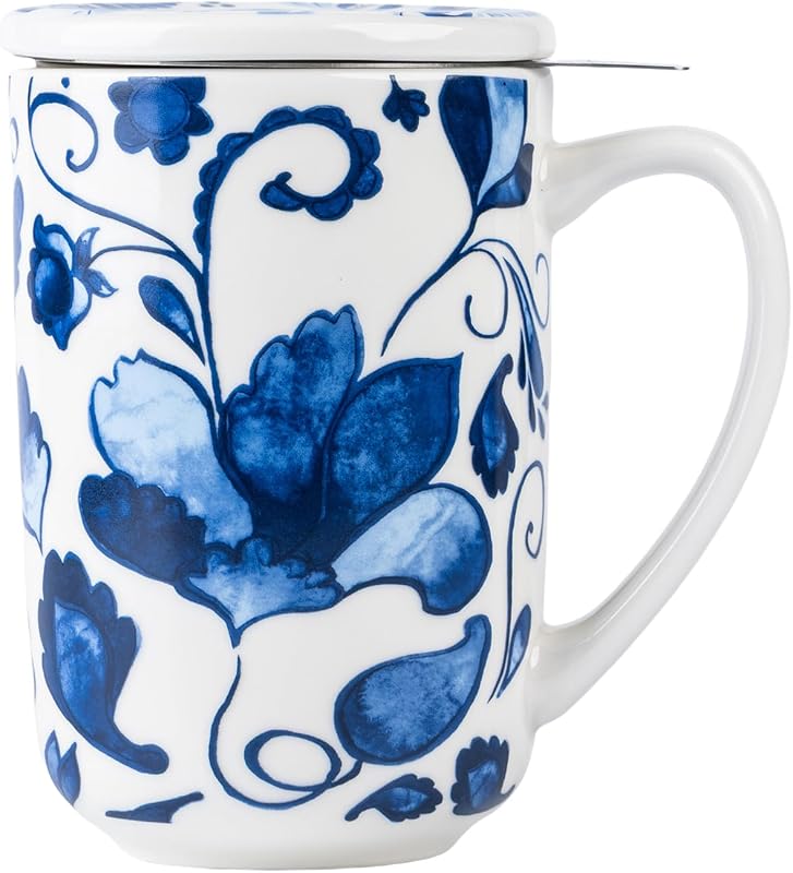 Taza té cerámica con infusor tapa 18oz apta microondas