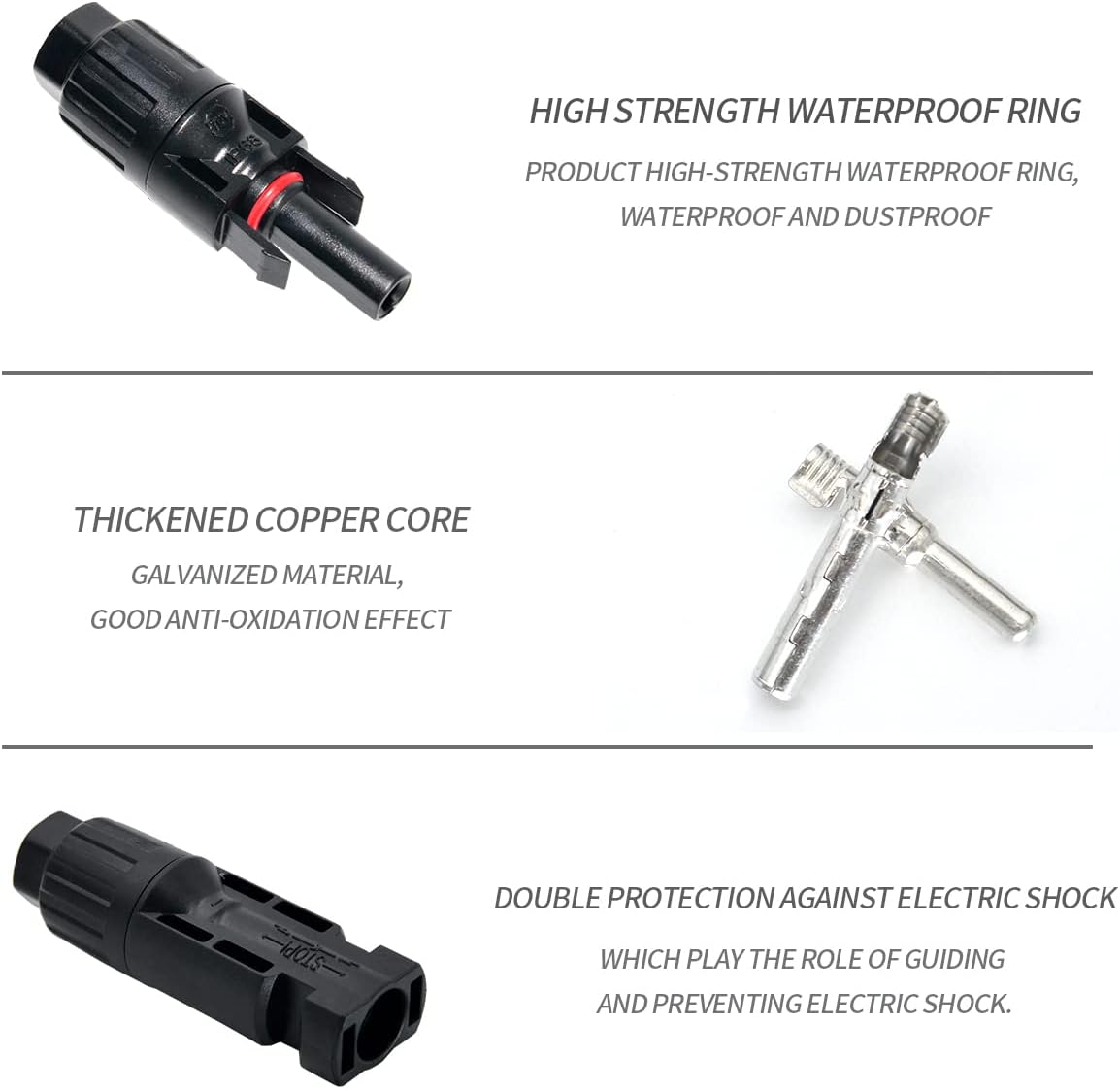 Conectores panel solar 6 pares macho/hembra impermeables