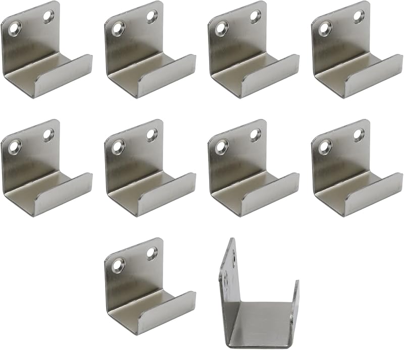10 Pzas Soporte Gancho Azulejos Acero Inox Plata