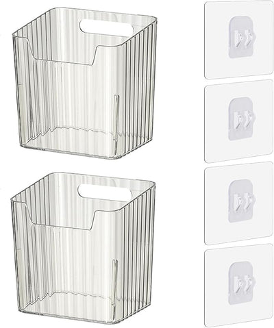 2 Pzas Contenedores Plástico Transparente para Estantería Flotante
