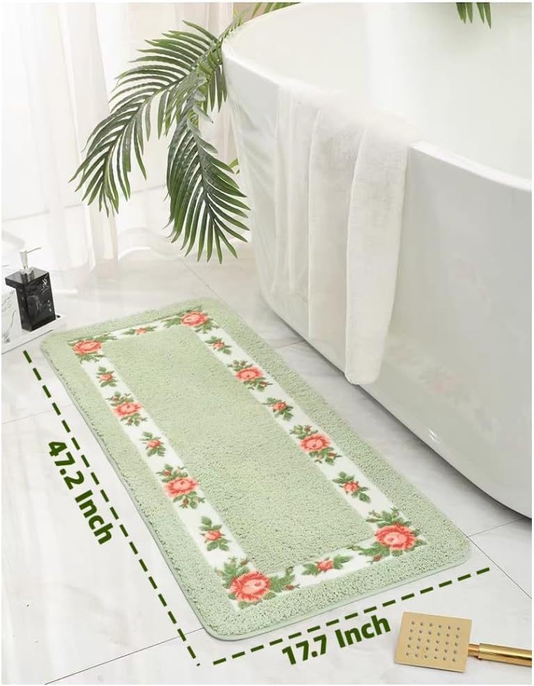 Alfombra antideslizante con flores baño dormitorio 17.7x47.2pulg