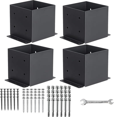 Base poste 6x6 pulg 4 Pzas anclaje metal negro resistente