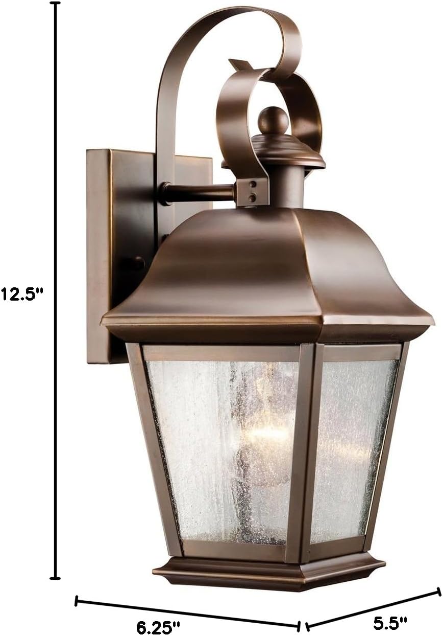 Lámpara pared exterior 12.5pulg bronce 1 luz vidrio