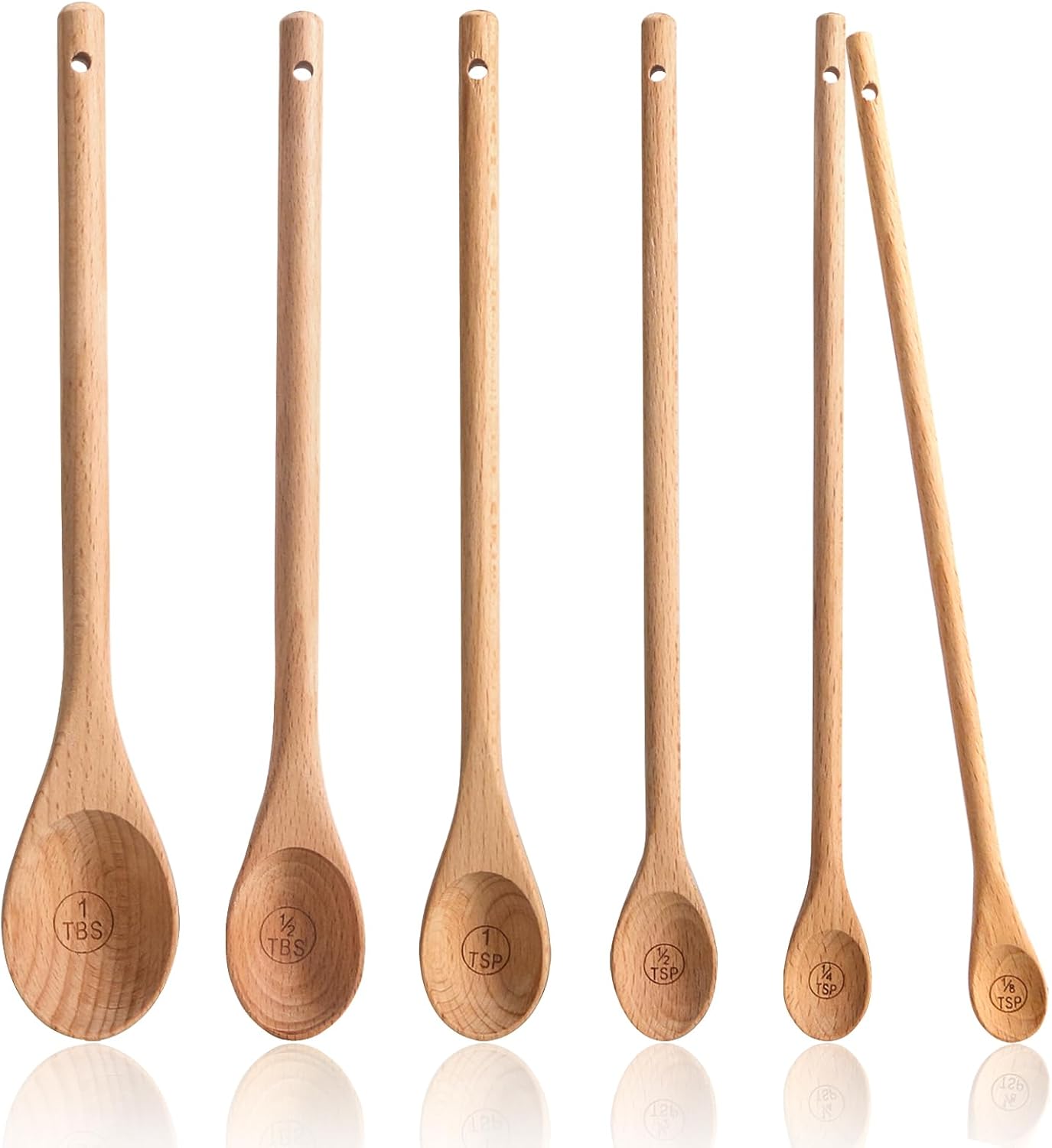 Set 6 Cucharas Medidoras Madera Haya 1/8-1 TSP