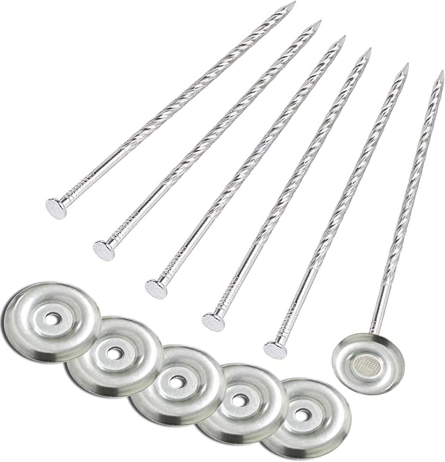 6 Estacas Acero Inox Espiral para Fijar Alfombras Caravana