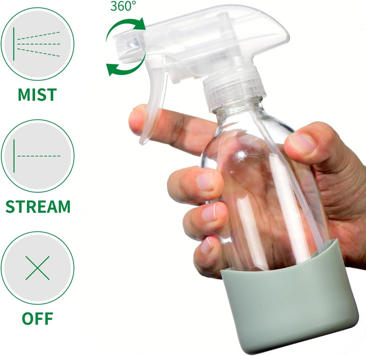 Botella vidrio 8oz con funda silicona spray reutilizable ecológica
