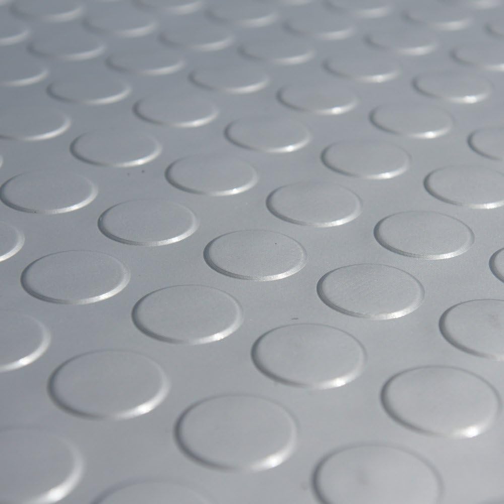 Piso PVC metálico con relieve circular