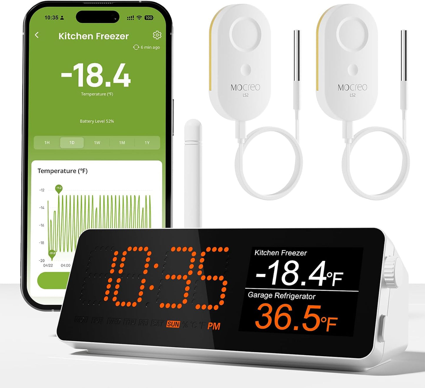 Termómetro WiFi congelador con alarma IP67 2 sensores