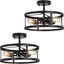 Lámpara techo 3 luces negro pasillo cocina granja pack 2