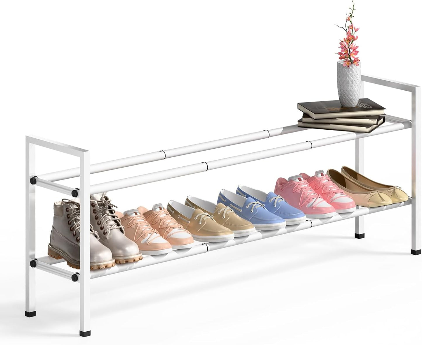 Zapatero extensible 2 niveles 18-44" metal blanco