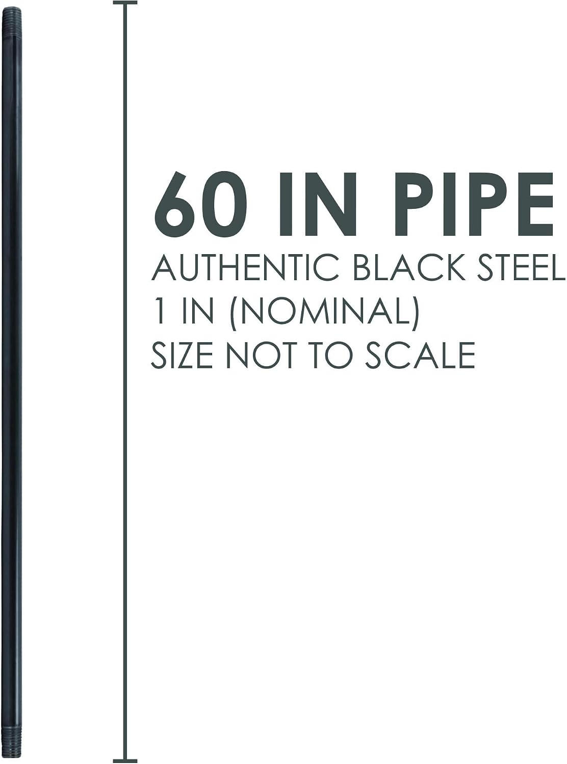 Tubo plomería acero negro 1x60pulg pack 4 gris acero