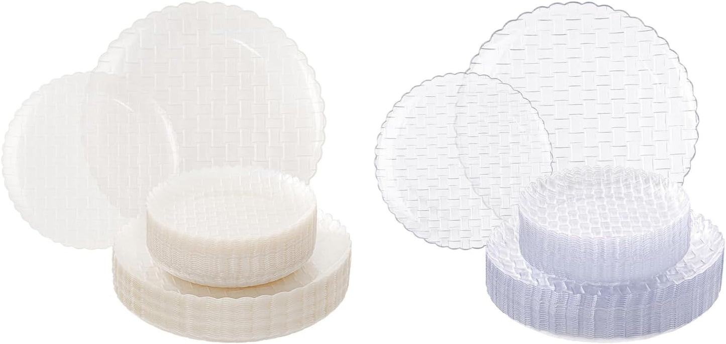 60 Pzas Platos Plástico Transparente Festiva