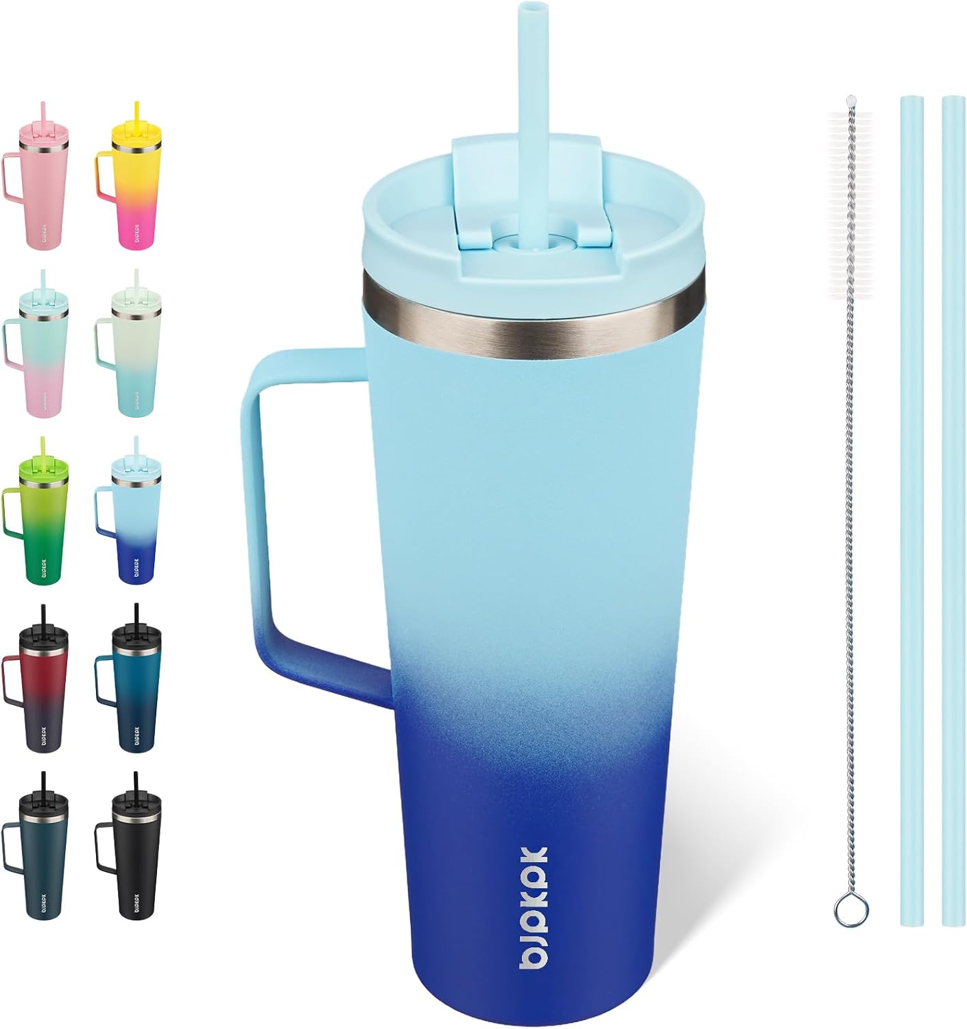 Vaso térmico acero inox con asa tapa pajilla 770ml