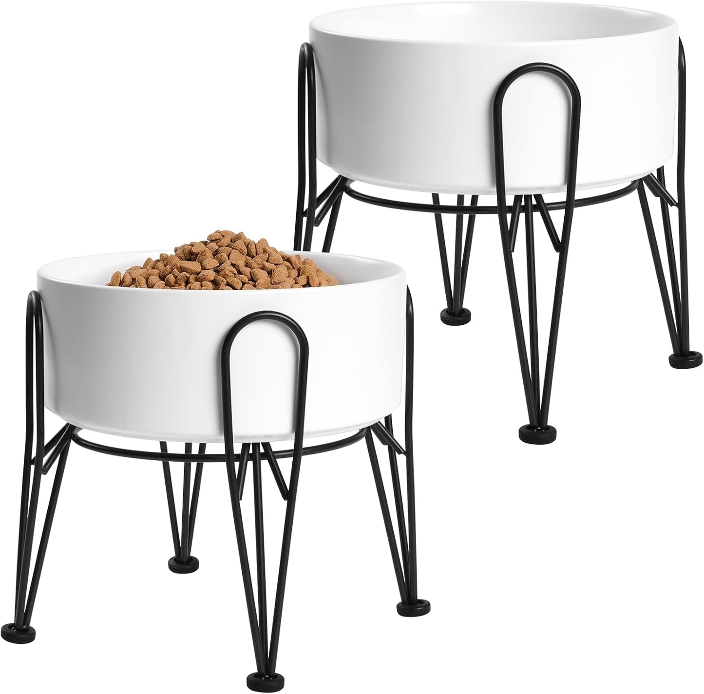 Set 2 Tazones Elevados Perros Cerámica Soporte Antiderrap
