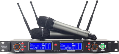 Micrófonos inalámbricos UHF dual de mano 700 pies 2x100 canales