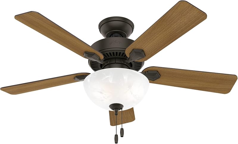 Ventilador techo 44" luz LED color bronce 5 cuchillas