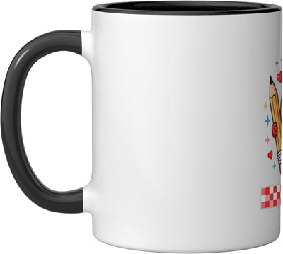 Taza cerámica para profesores Cute Kawaii Apple con bolígrafo