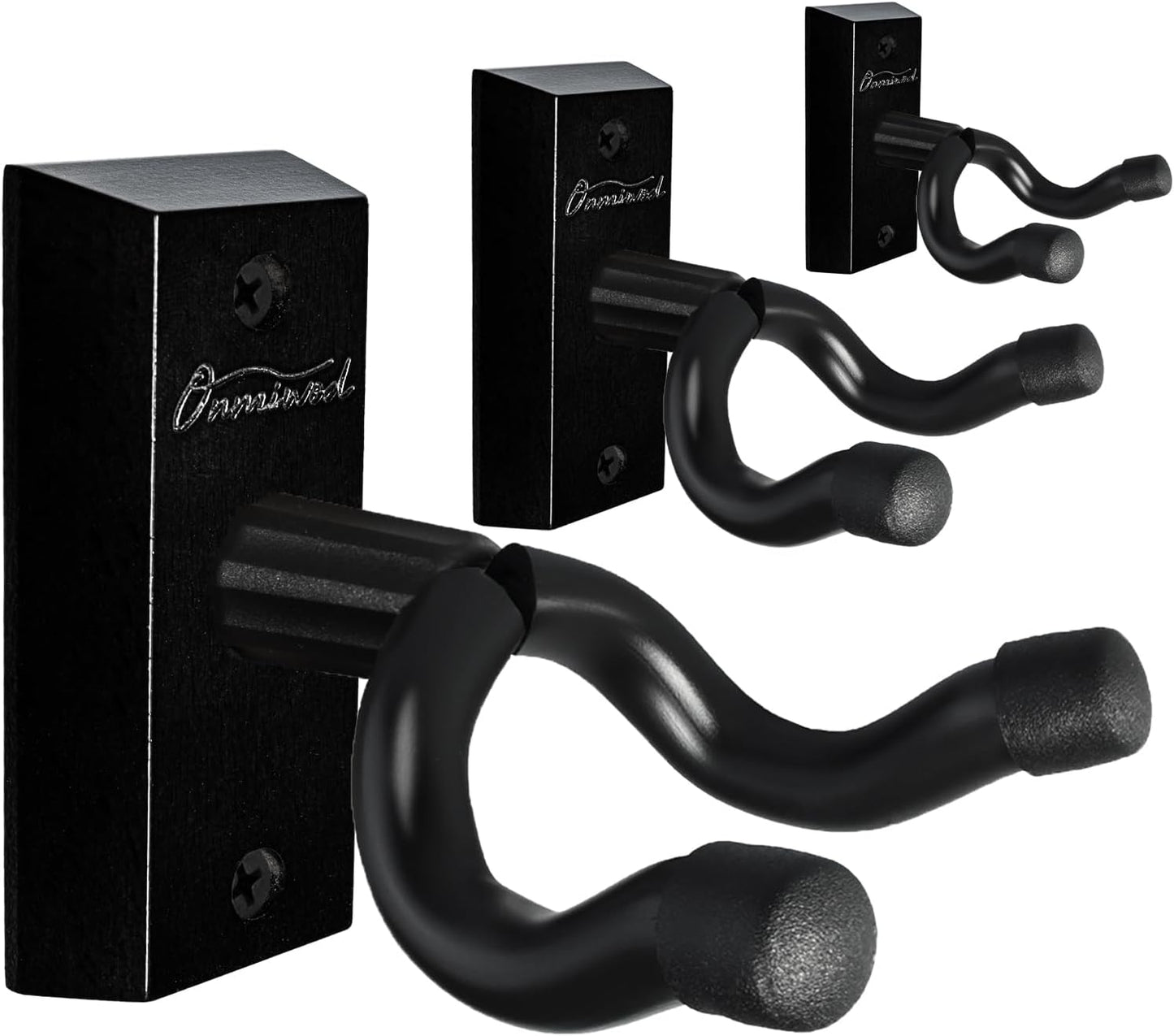 Soporte pared guitarra forma U madera negra set 3