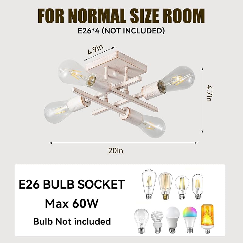 Lámpara techo Sputnik 4 luces E26 pack 2