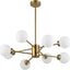 Candil Sputnik 8 luces vidrio opalino blanco techo