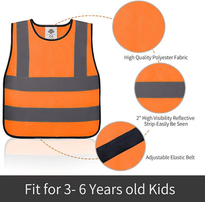 Chaleco seguridad niños alta visibilidad con tiras reflectantes
