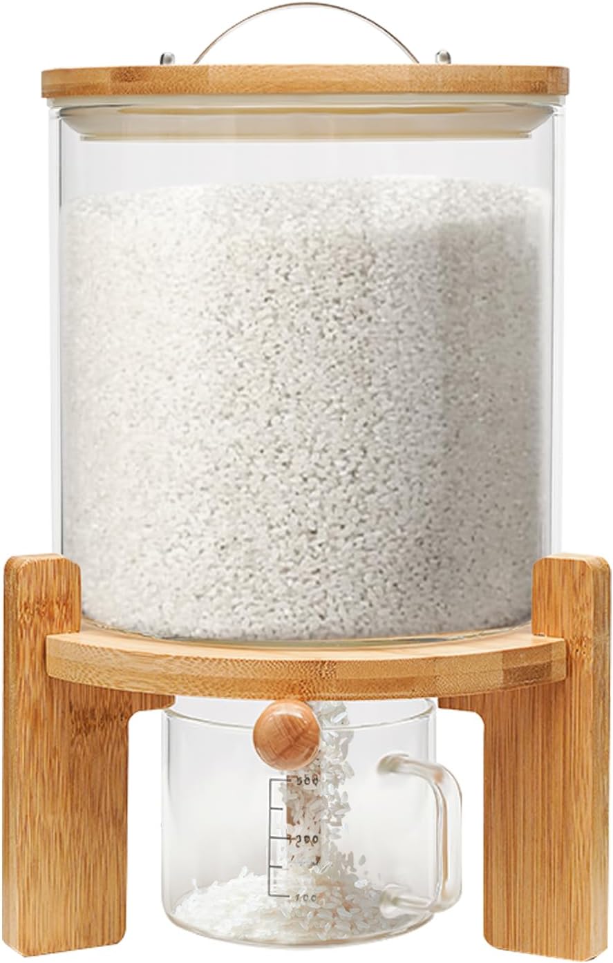Dispensador vidrio 5L harina cereales tapa hermética