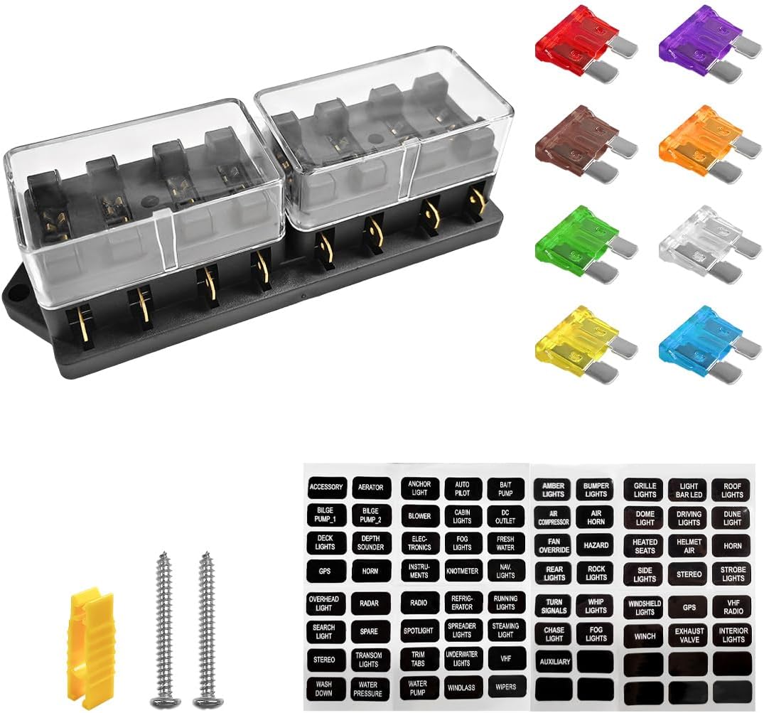 Soporte caja fusibles 8 vías con tornillos y extractor