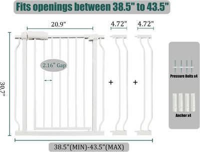 Puerta bebé 38.5-43.5pulg para escaleras mascotas cocina