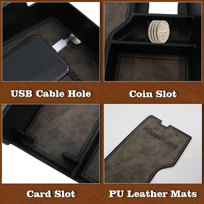 Organiz. consola central Frontier cuero gris