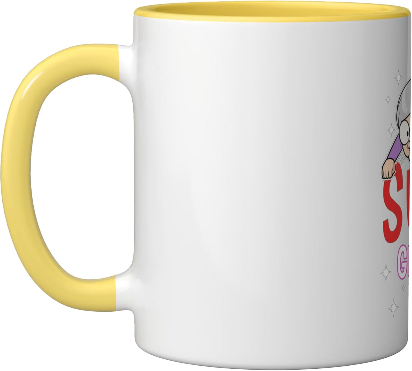 Taza Cerámica Super Abuela Héroe Amarillo Blanco