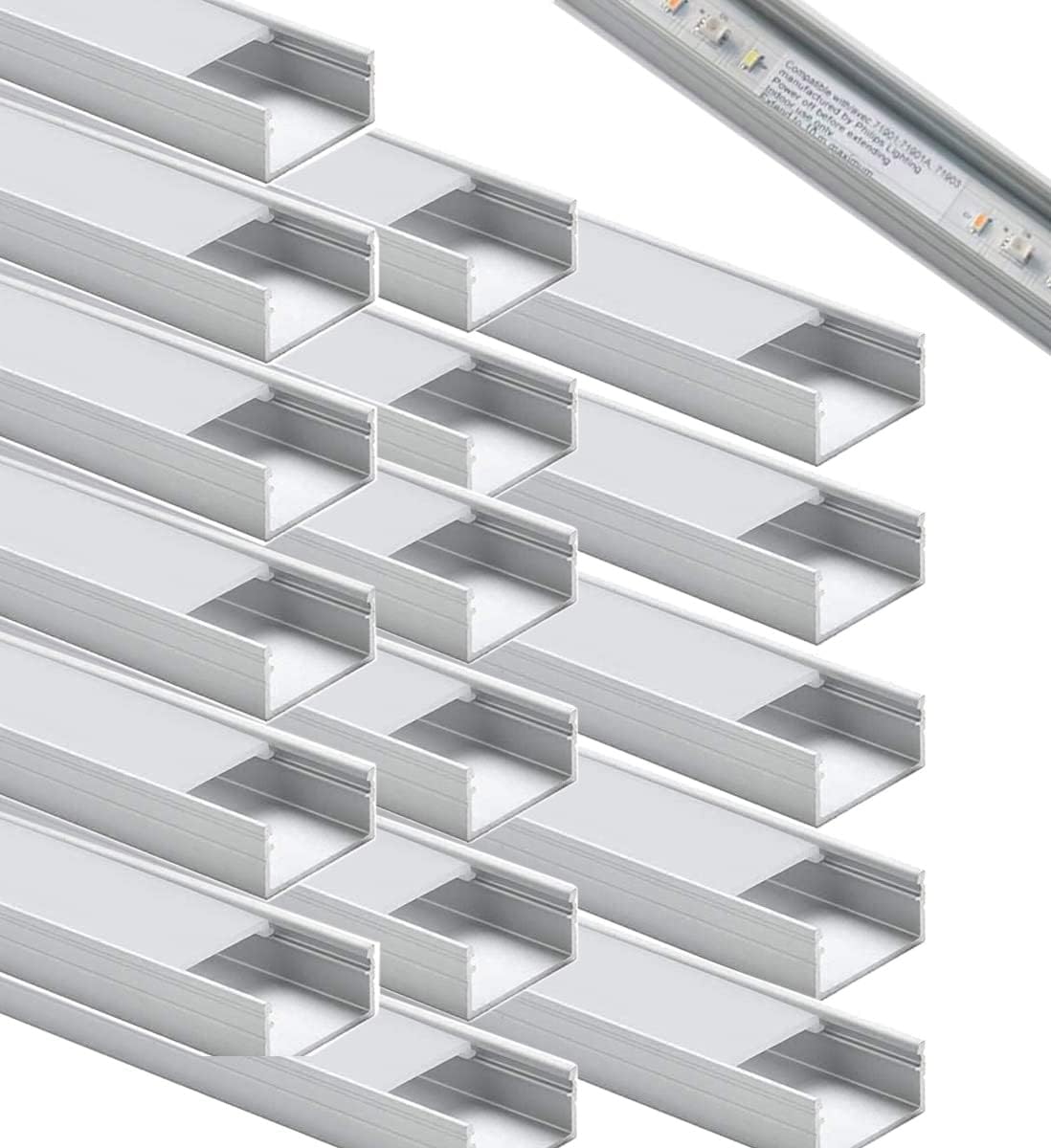 Pack 18 Rieles Aluminio LED 6.6ft con Difusores y Accesorios