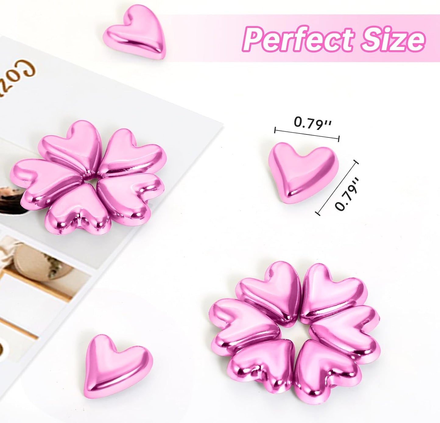 24 imanes decorativos de corazón rosado para refrigerador