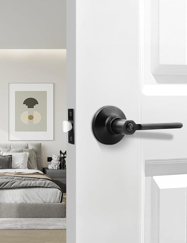 10 Manijas Puerta Privacidad Negro Mate Reversibles