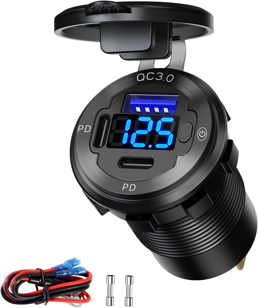 Toma corriente USB 12V 3 puertos PD3.0 QC3.0 coche