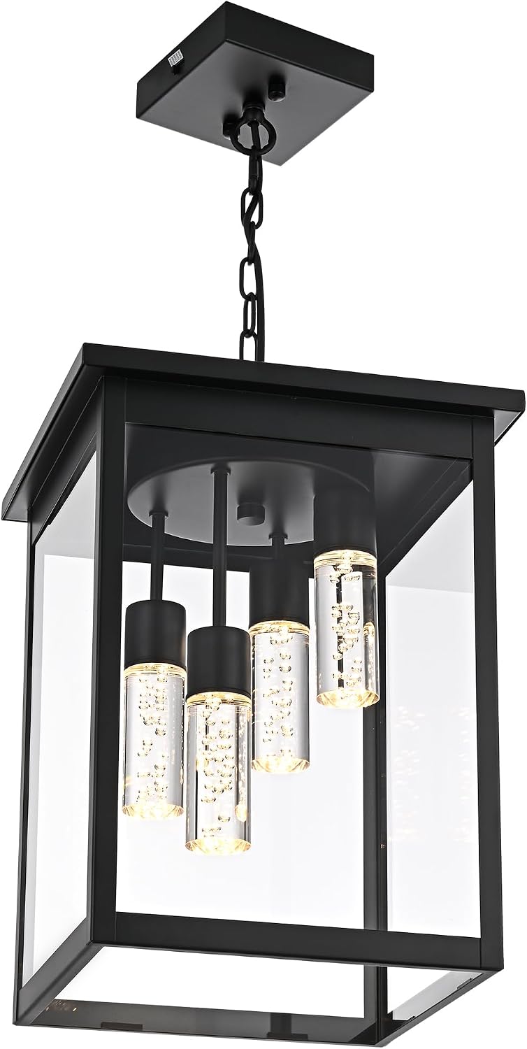 Farol colgante exterior negro LED 5CCT estilo granja