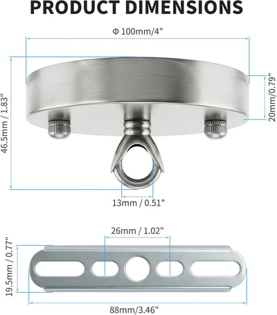 Kit soporte lámpara moderno para techo 100mm