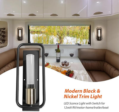 Aplique LED pared comedor casa rodante 12V 3500K negro mate