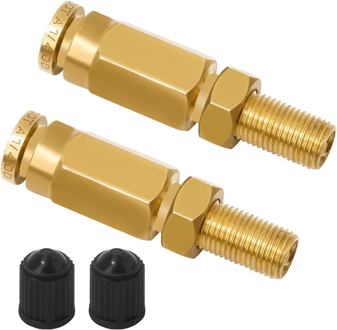 2 Válvulas Schrader 1/4 con botón para manguera aire camión