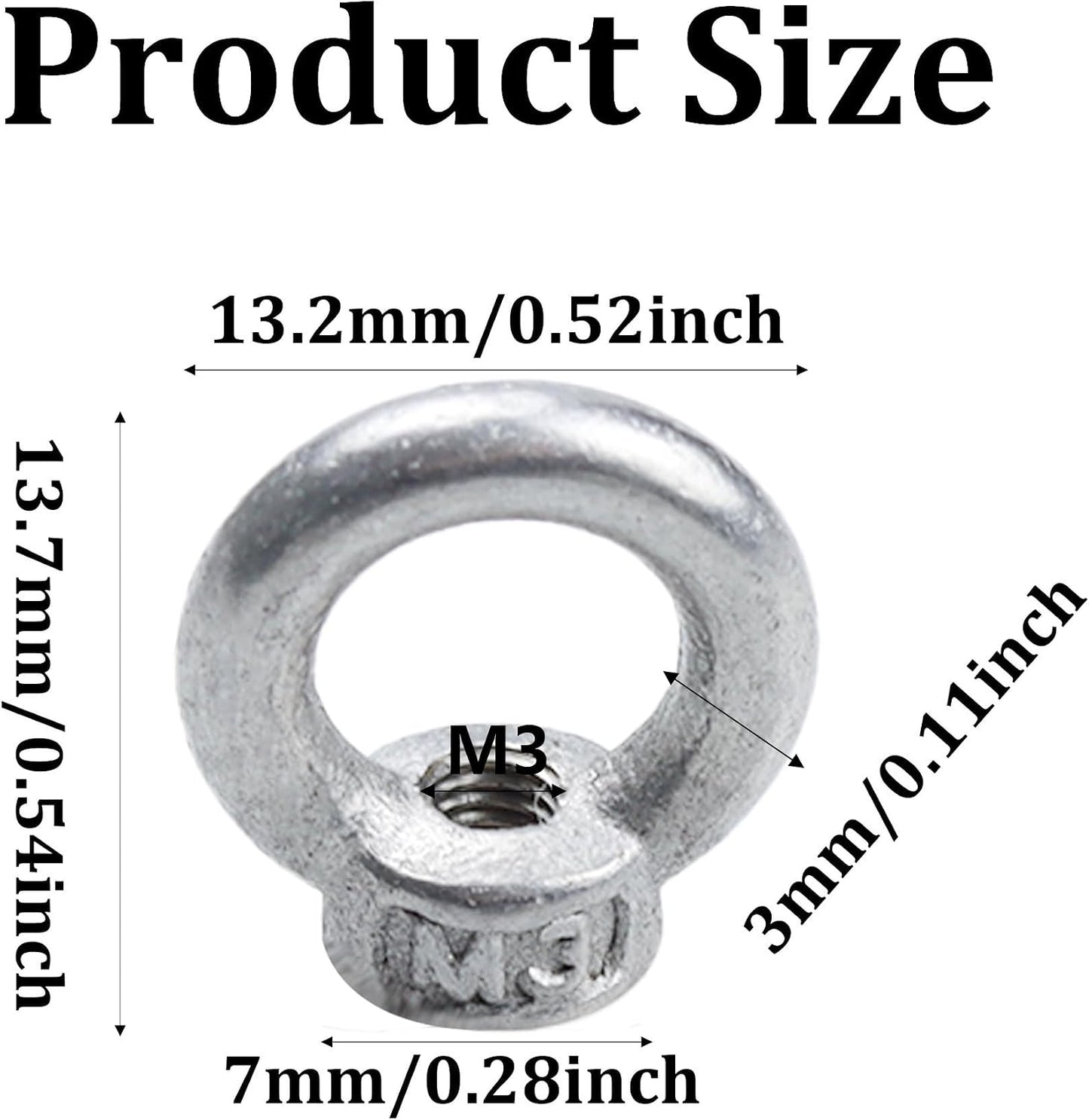 10 Tuercas Ojo M3 Acero Inox para Marina Construcción
