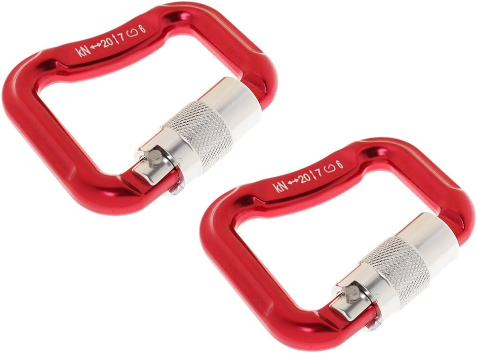 2 Caribineros Aluminio Bloqueo Automático Parapente 20kn Rojo