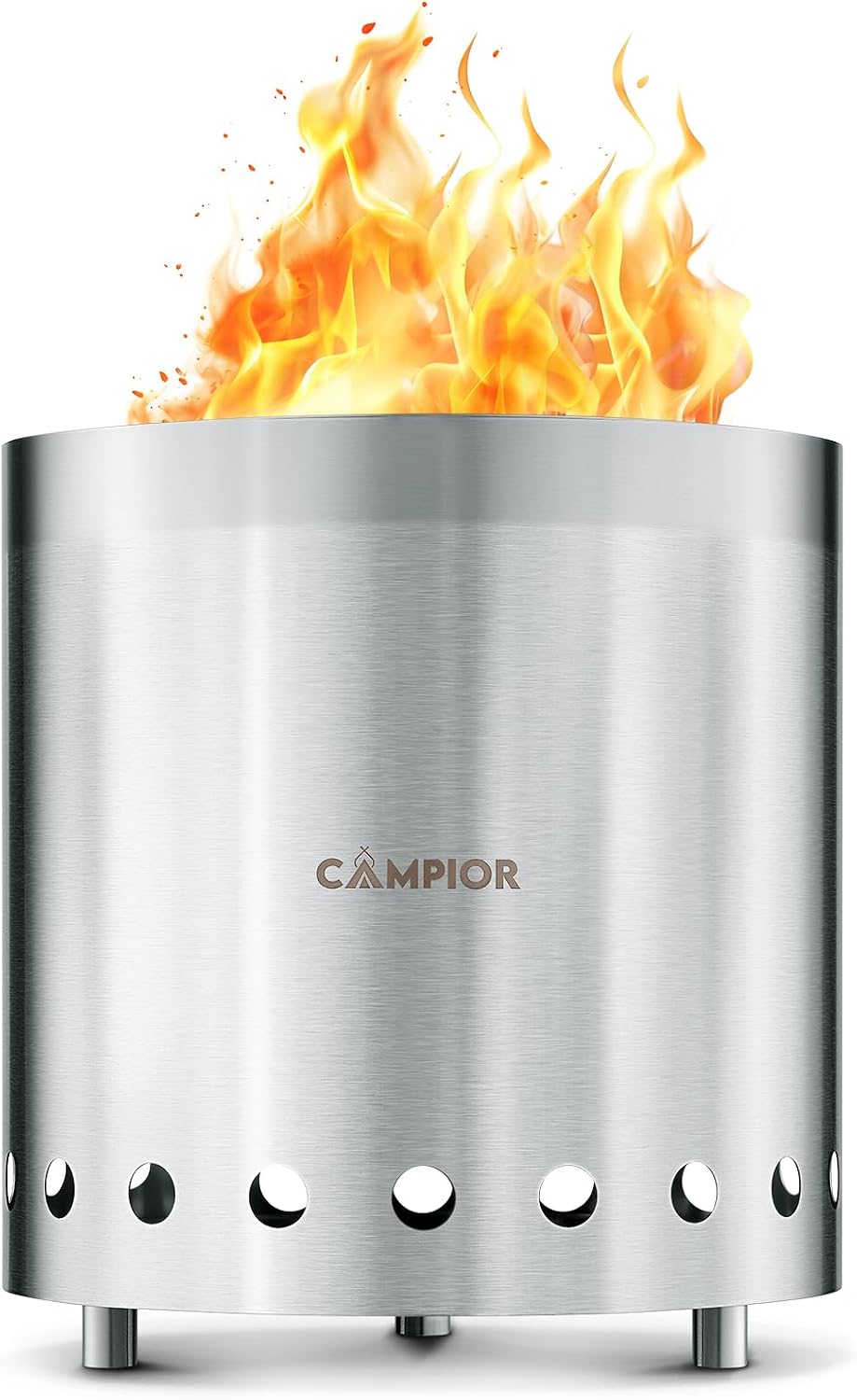 Estufa leña exterior sin humo acero inox bandeja cenizas