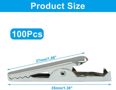 Clips cocodrilo metal 1.378" 100uds para electrónica