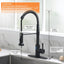 Grifo cocina sin contacto rociador desplegable luz LED negro