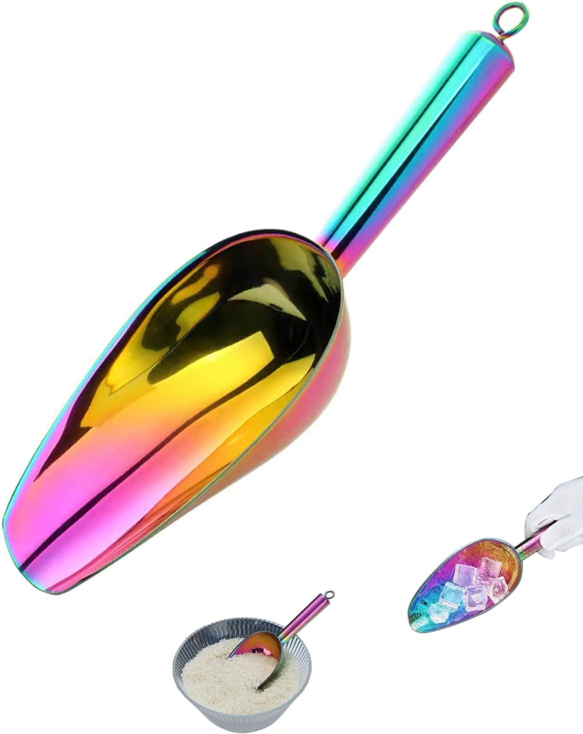 Cuchara hielo acero inox arcoíris 6oz chapado titanio