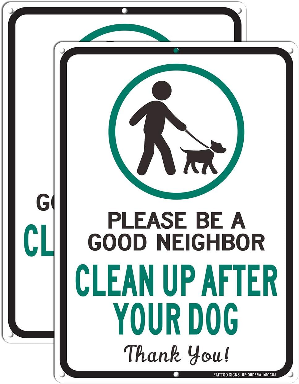 Letreros aluminio 14x10" Clean Up After Your Dog