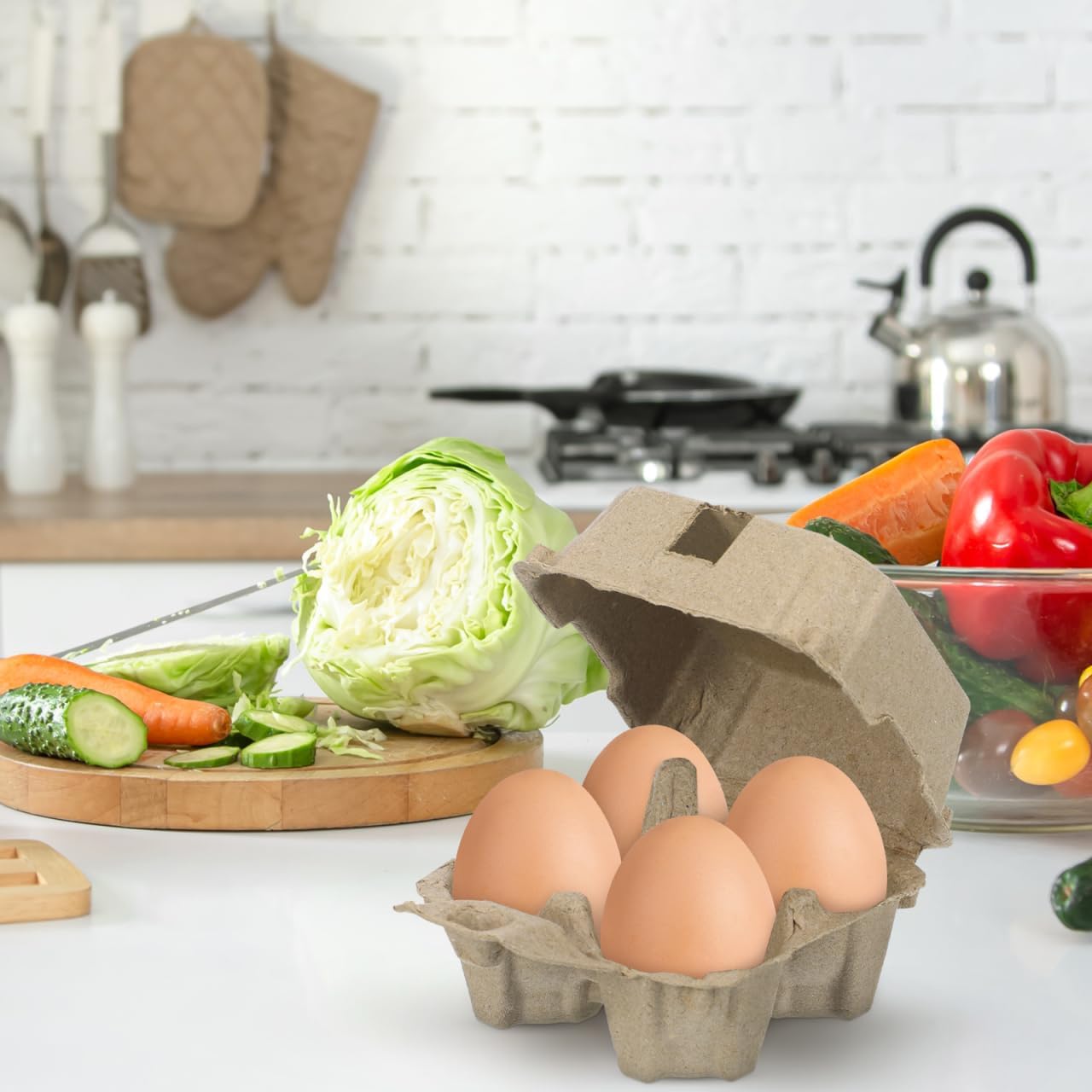 10 Cajas Papel Huevos 4 Unid. Pulpa Pollo Apilables