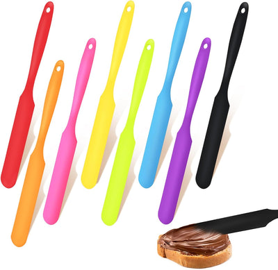 8 Espátulas Silicona para Tarros con Mango Largo