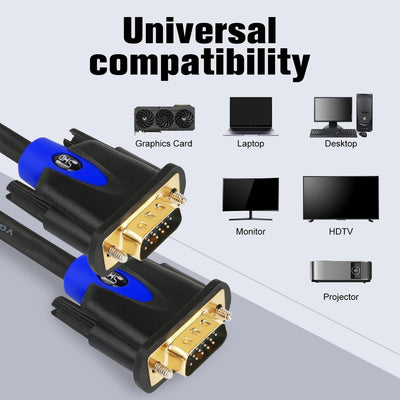 Cable VGA HD15 para PC portátil TV proyector 50ft