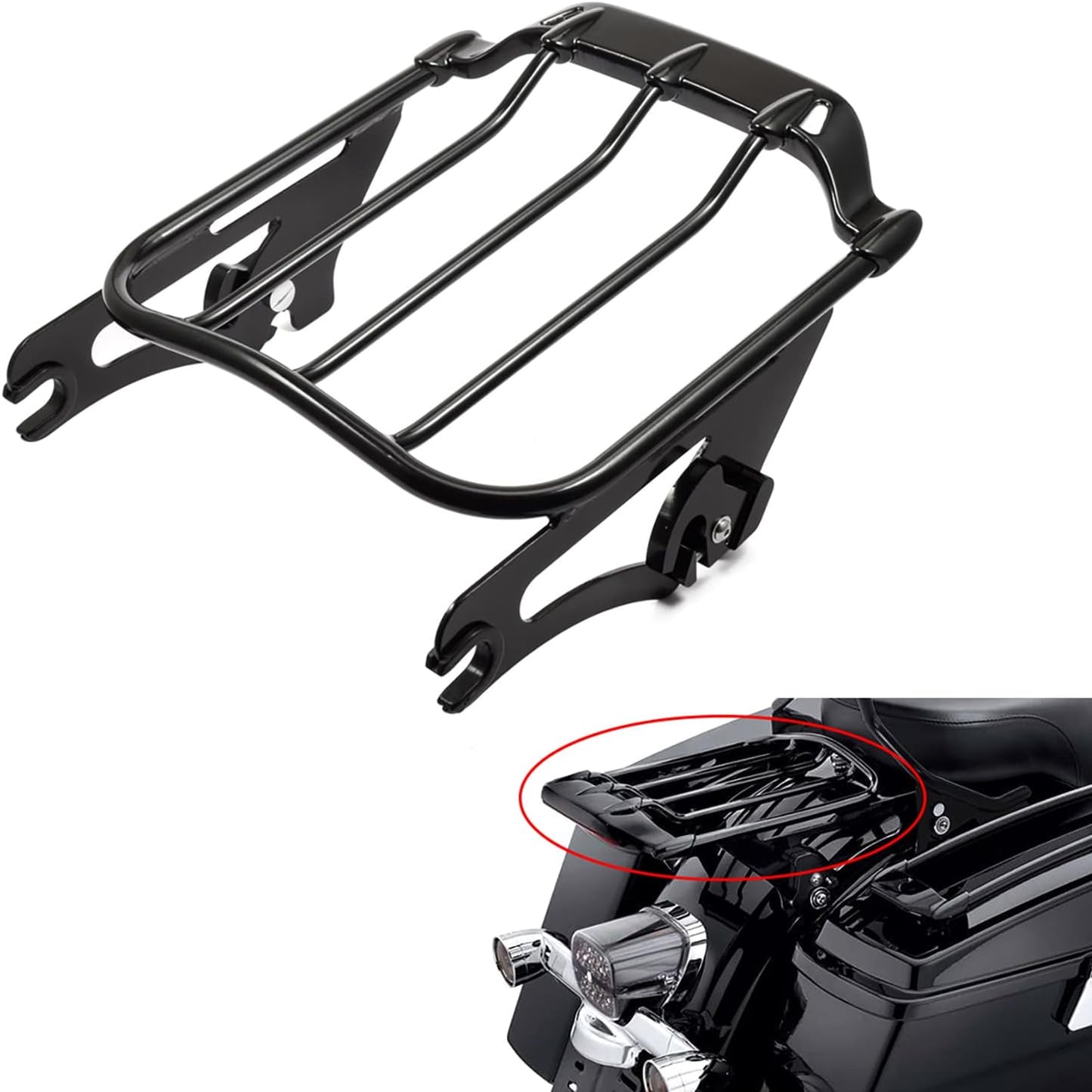 Soporte portabultos desmontable 2 plazas negro comp Harley